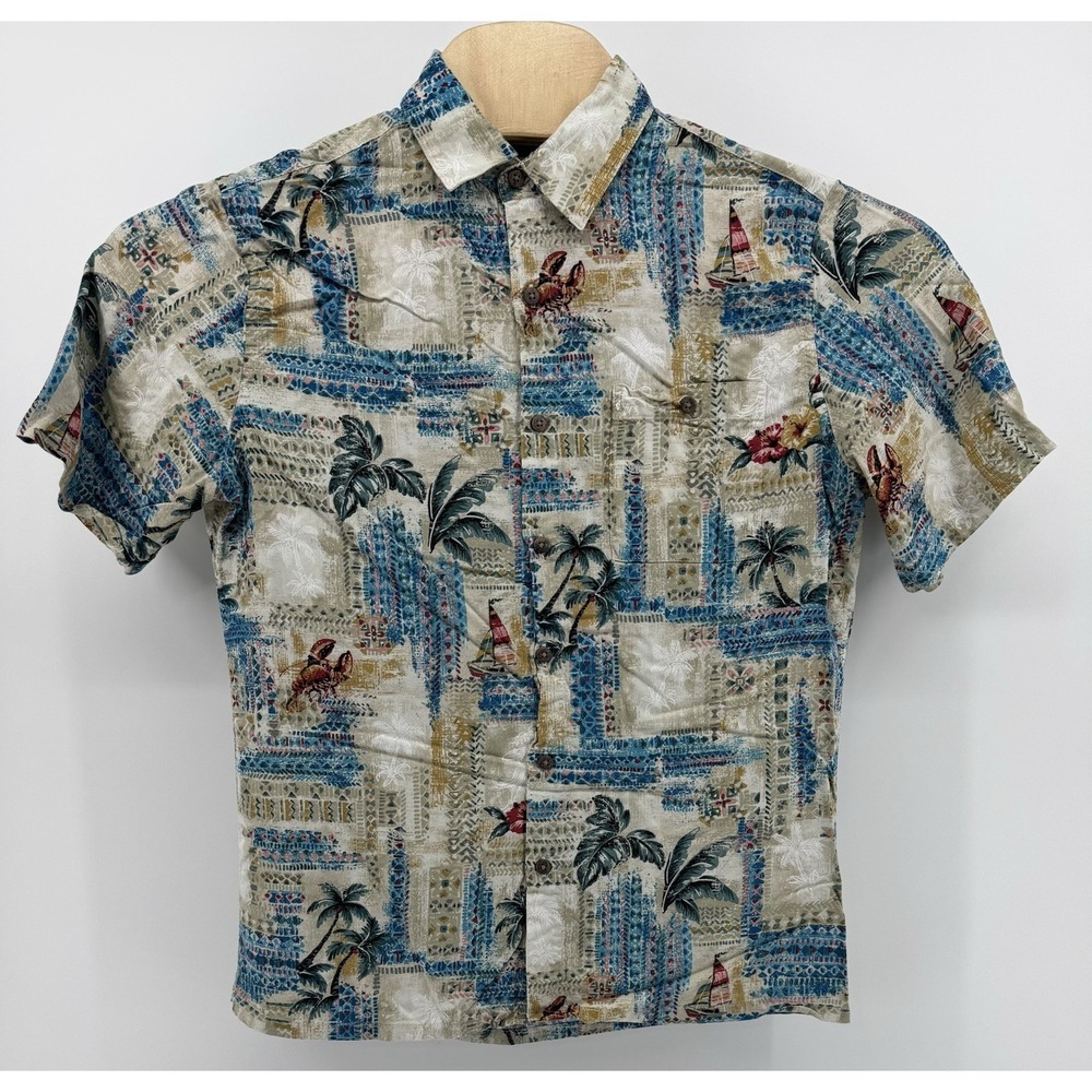 Campia Moda Hawaiian Shirt Men's Size M 100% Rayon Floral Tropical Aloha